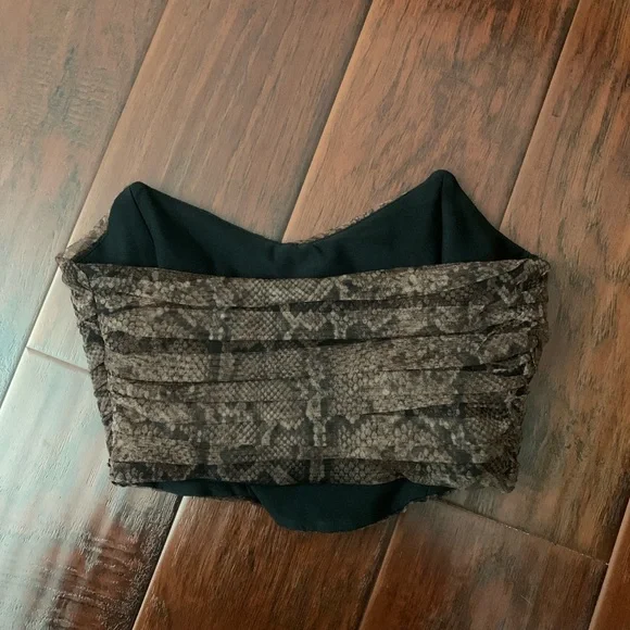 Zara Tulle Snakeskin Tube Corset Top - Picture 2 of 4